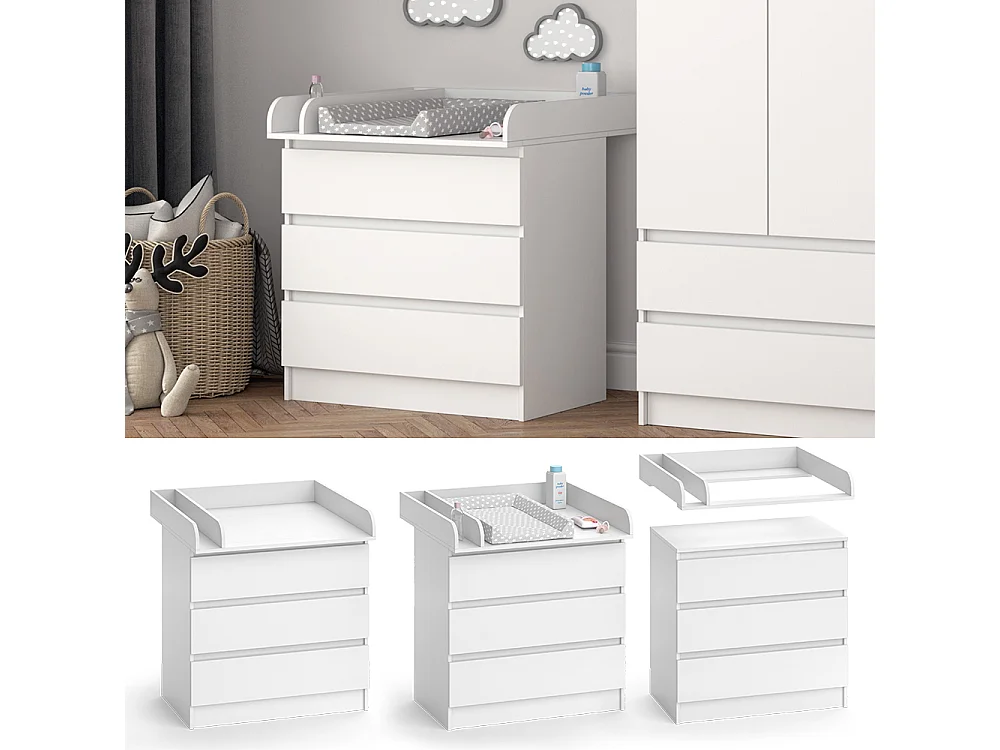 Commode à langer blanc 80x76x87 emma