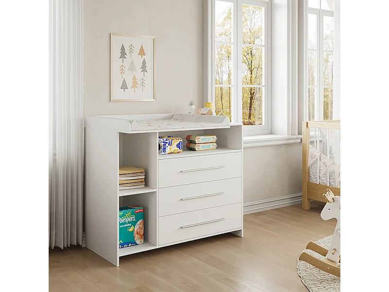 Commode à langer blanc 110x53x93.5 paula