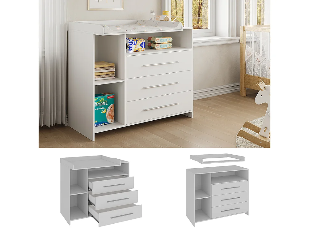 Commode à langer blanc 110x53x93.5 paula