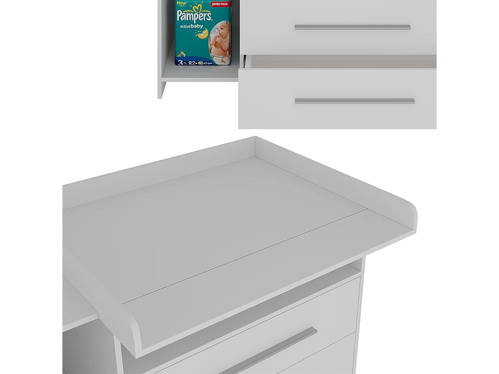 Commode à langer blanc 110x53x93.5 paula