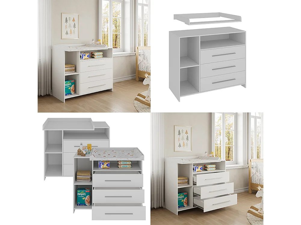 Commode à langer blanc 110x53x93.5 paula