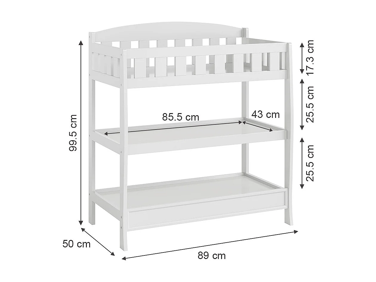 Table à langer blanc 89x50x99.5 nesty