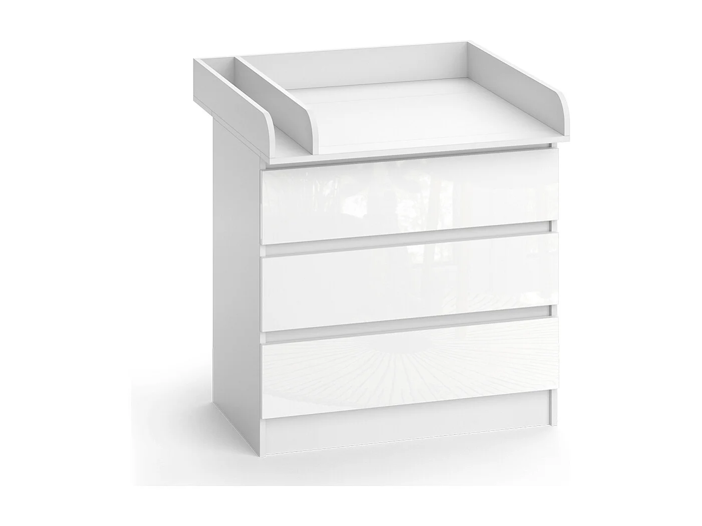 Commode à langer blanc/blanc brillant 80x76x87 emma