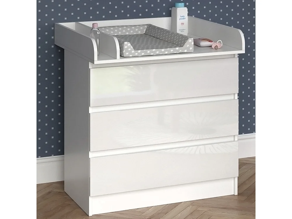 Commode à langer blanc/blanc brillant 80x76x87 emma