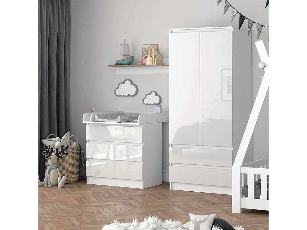 Wickelkommode branco/branco brilhante 80x76x87 emma