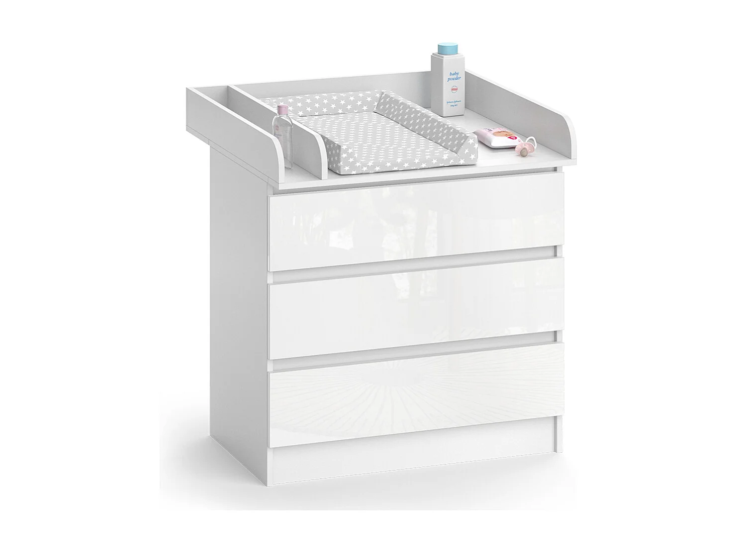 Wickelkommode branco/branco brilhante 80x76x87 emma