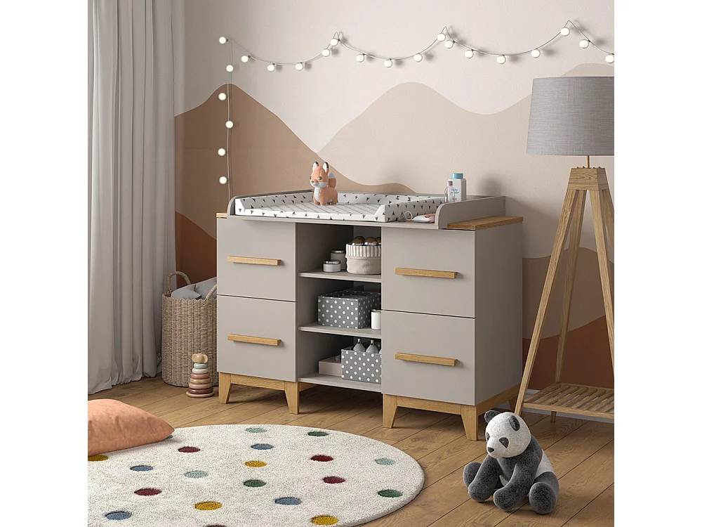 Commode à langer chêne cachemire 133x70x108 malia