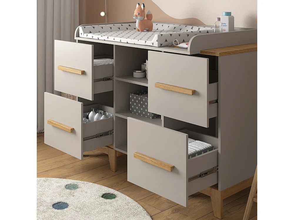 Commode à langer chêne cachemire 133x70x108 malia