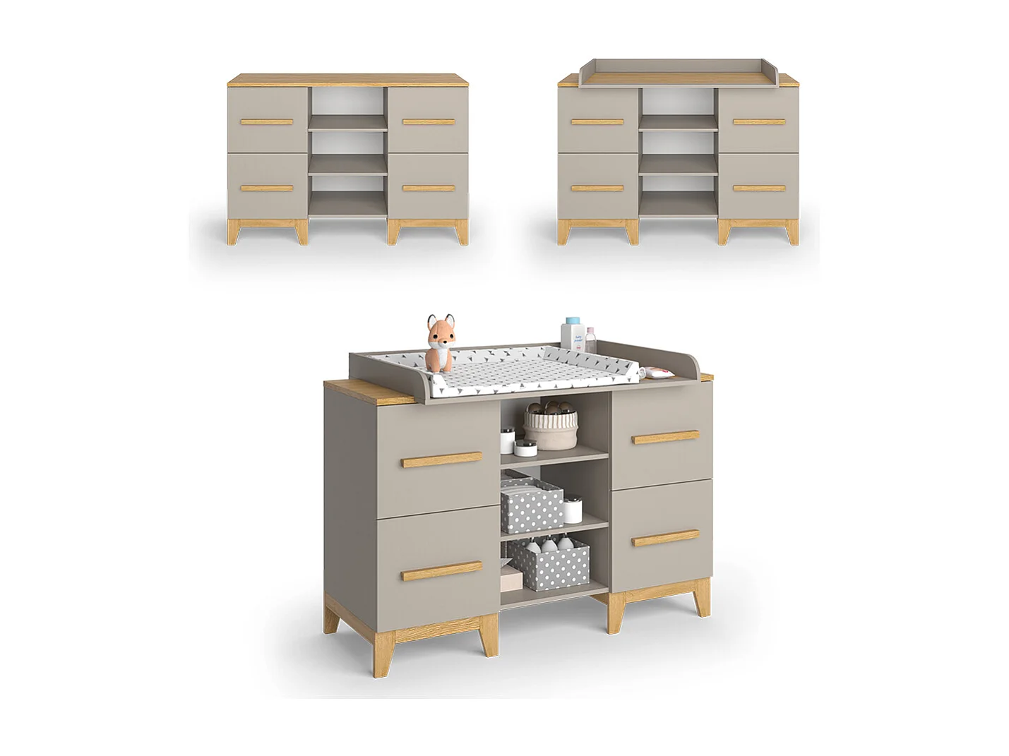 Commode à langer chêne cachemire 133x70x108 malia