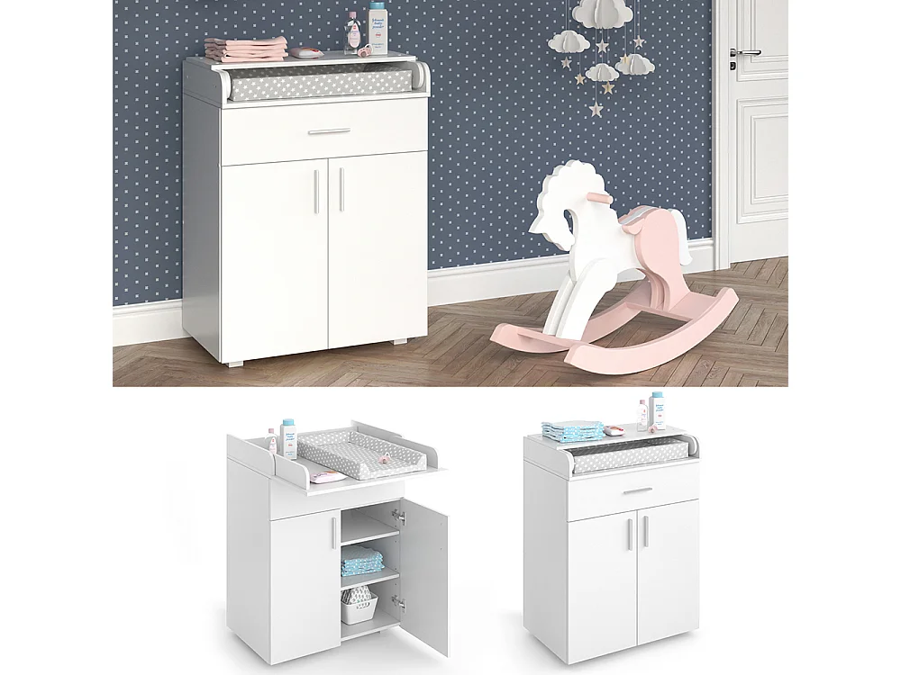 Commode à langer blanc 75x50x100 lena