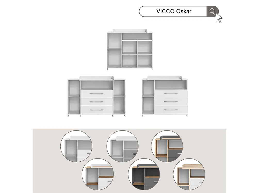 Commode à langer blanc 113x53x100 oskar