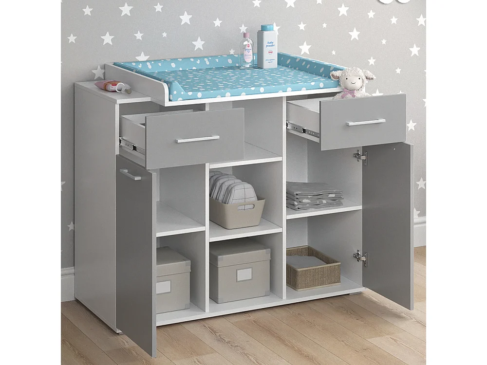 Commode à langer gris 113x70x109 leonie