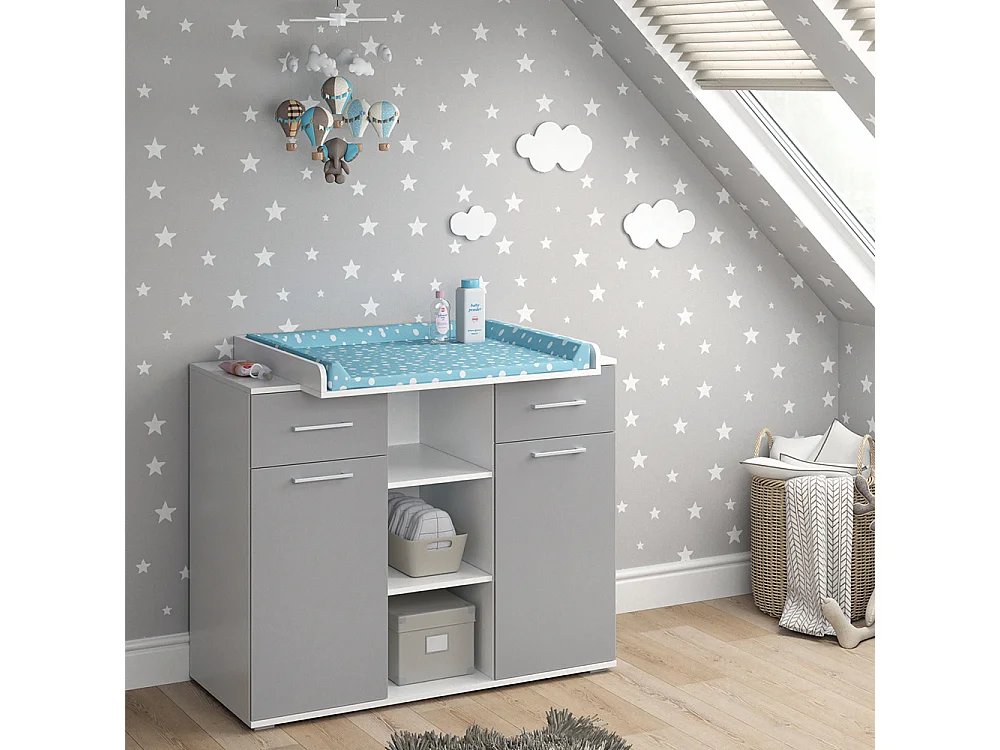 Commode à langer gris 113x70x109 leonie