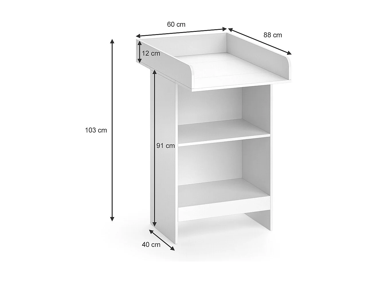 Commode à langer blanc 60x88x103 leo