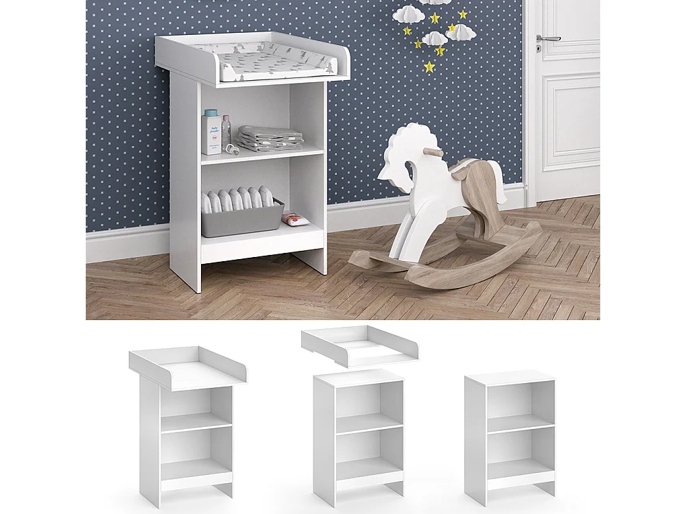 Commode à langer blanc 60x88x103 leo