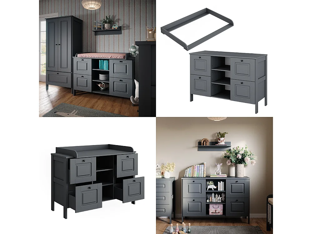 Table à langer gris 133x70x98.4 ajaton