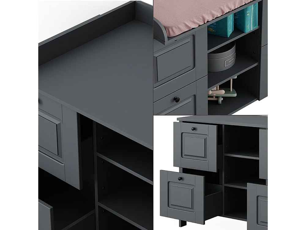 Table à langer gris 133x70x98.4 ajaton