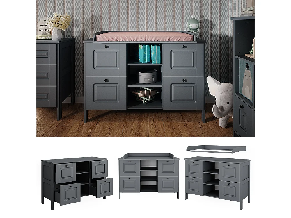 Table à langer gris 133x70x98.4 ajaton