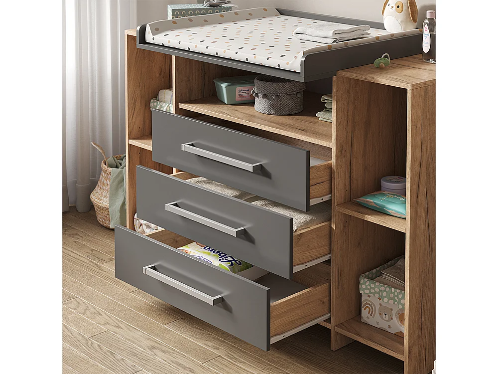 Commode à langer anthracite/sonoma 143x70x100 oskar