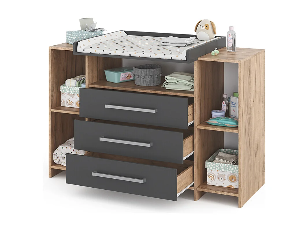 Commode à langer anthracite/sonoma 143x70x100 oskar