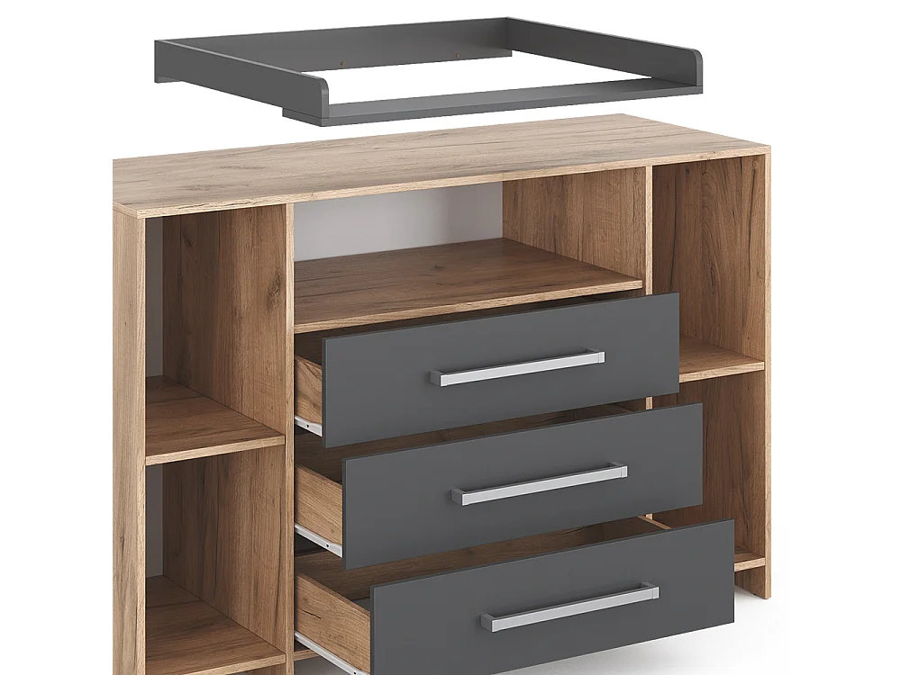 Commode à langer anthracite/sonoma 143x70x100 oskar