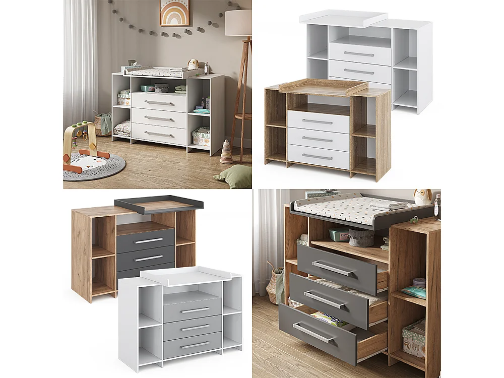 Commode à langer anthracite/sonoma 143x70x100 oskar