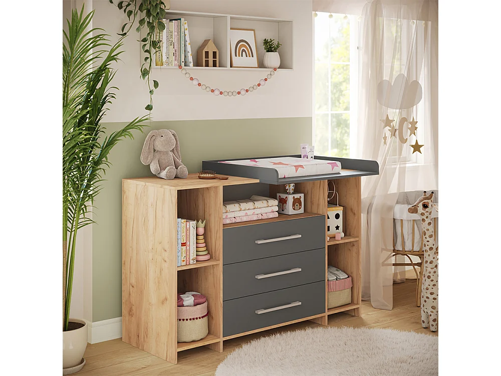 Commode à langer anthracite/sonoma 143x70x100 oskar