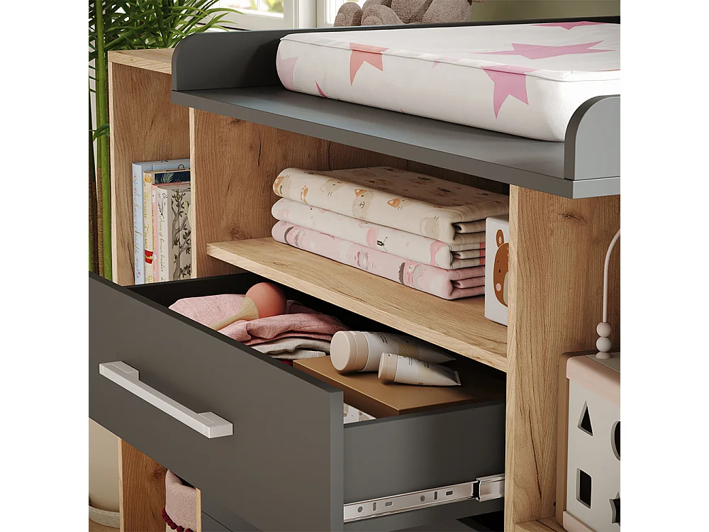 Commode à langer anthracite/sonoma 143x70x100 oskar