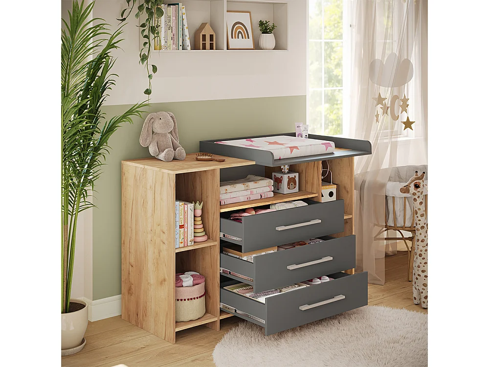 Commode à langer anthracite/sonoma 143x70x100 oskar