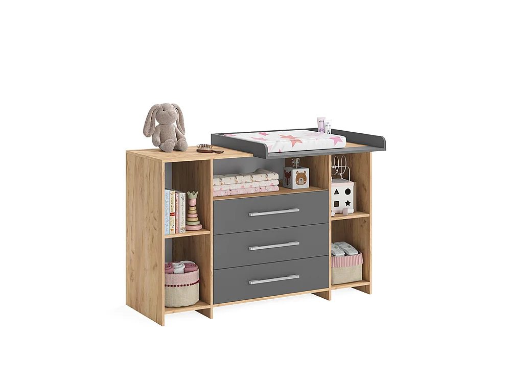Commode à langer anthracite/sonoma 143x70x100 oskar