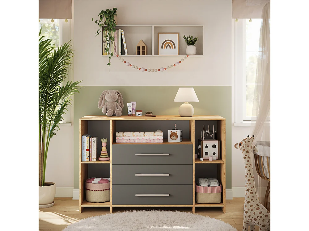 Commode à langer anthracite/sonoma 143x70x100 oskar