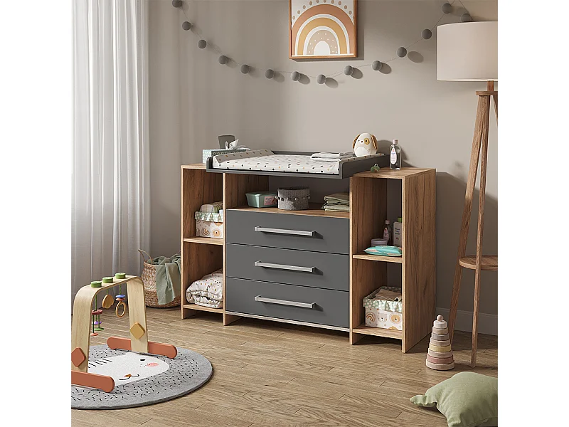 Commode à langer anthracite/sonoma 143x70x100 oskar