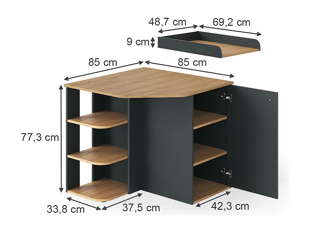 Changing dresser anthracite/artisan 85x85x77.3 kristian