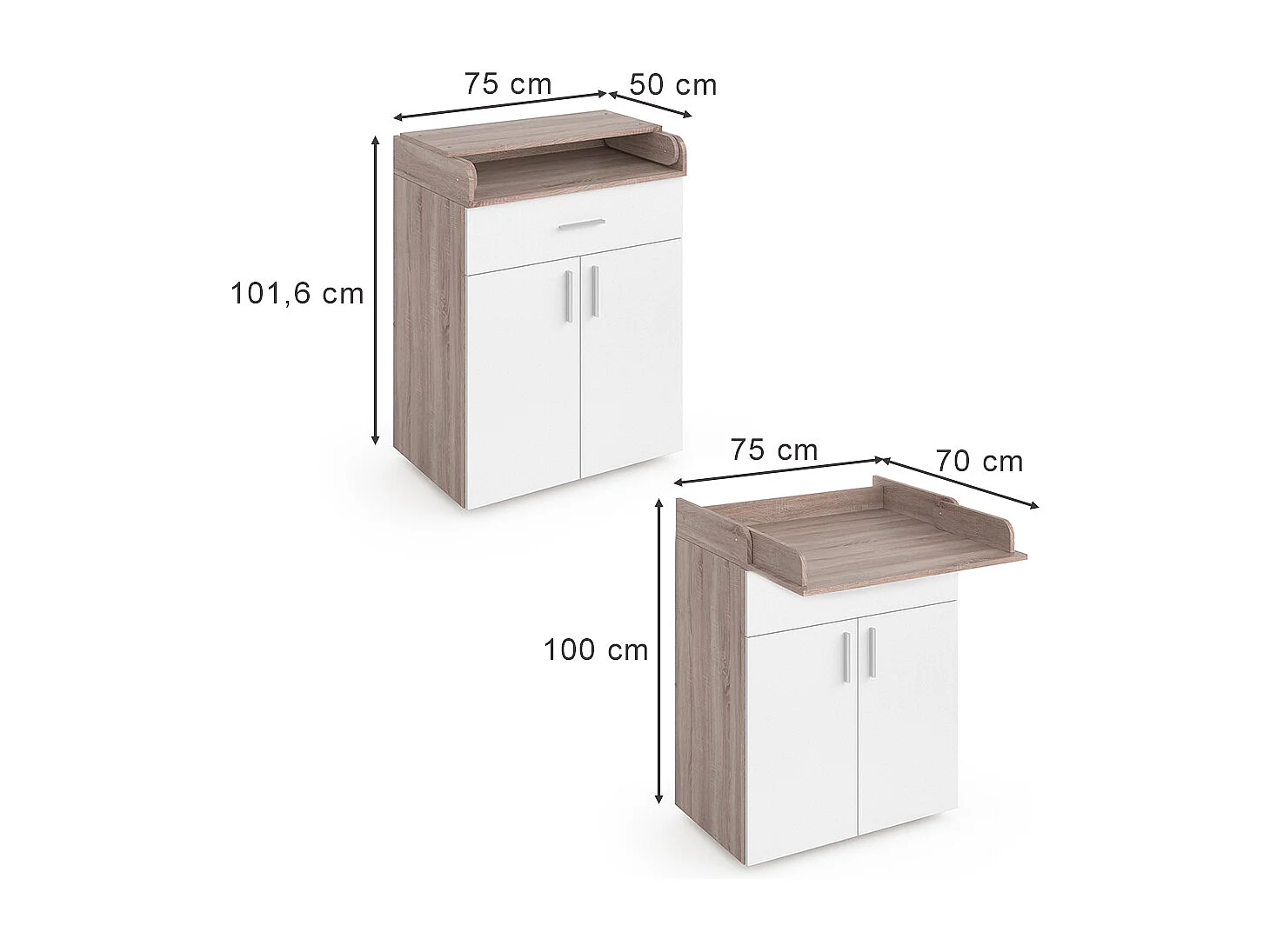 Commode à langer blanc/sonoma 75x50x100 lena