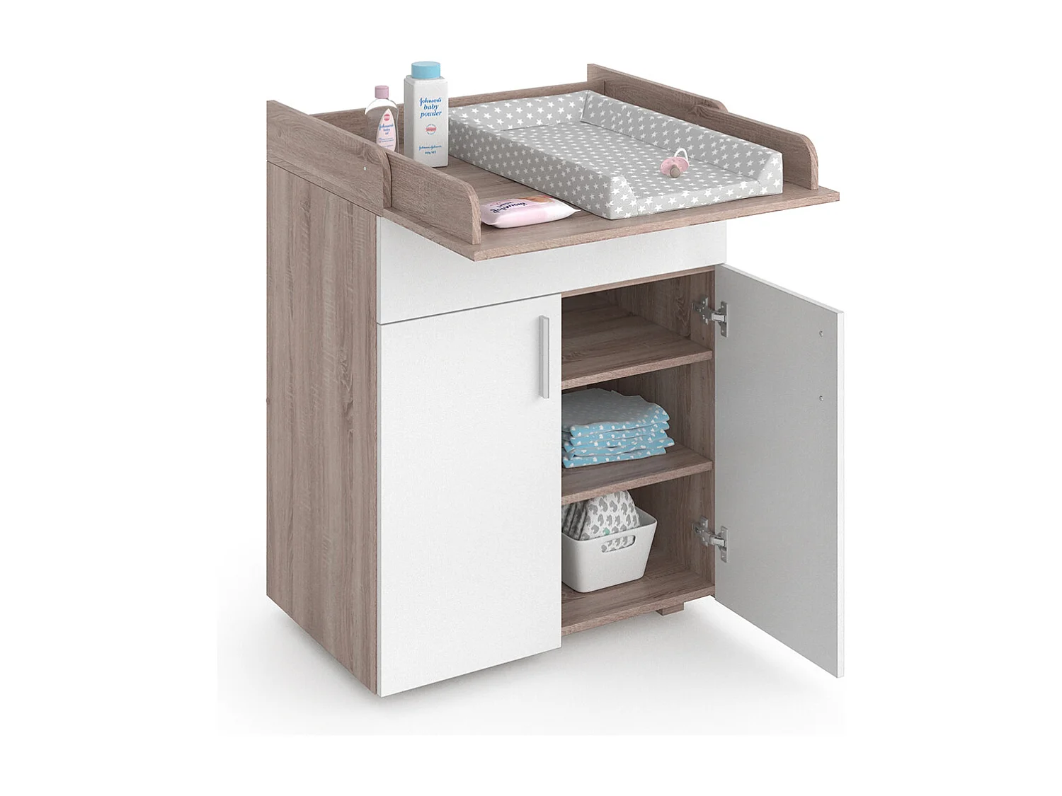 Commode à langer blanc/sonoma 75x50x100 lena