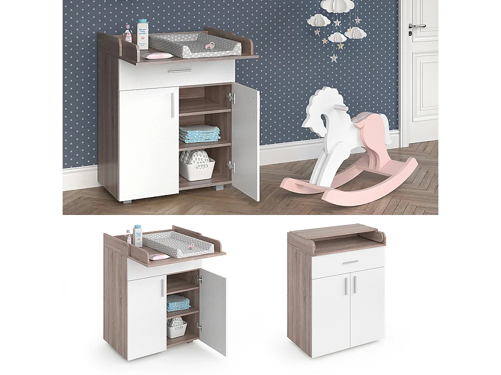 Commode à langer blanc/sonoma 75x50x100 lena