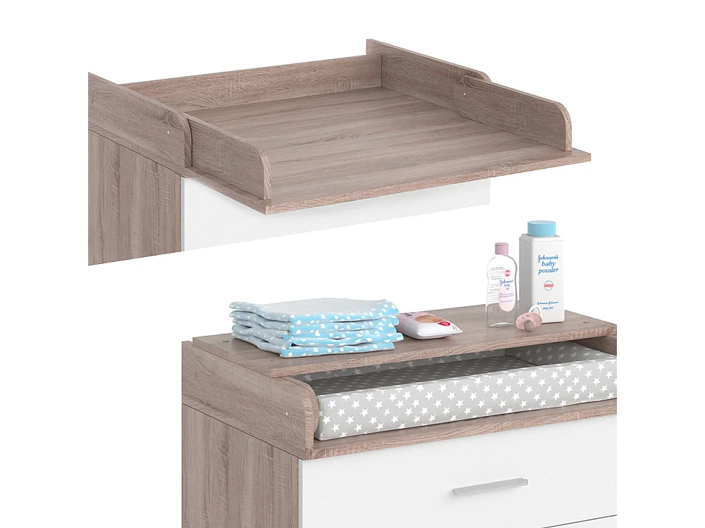 Commode à langer blanc/sonoma 75x50x100 lena