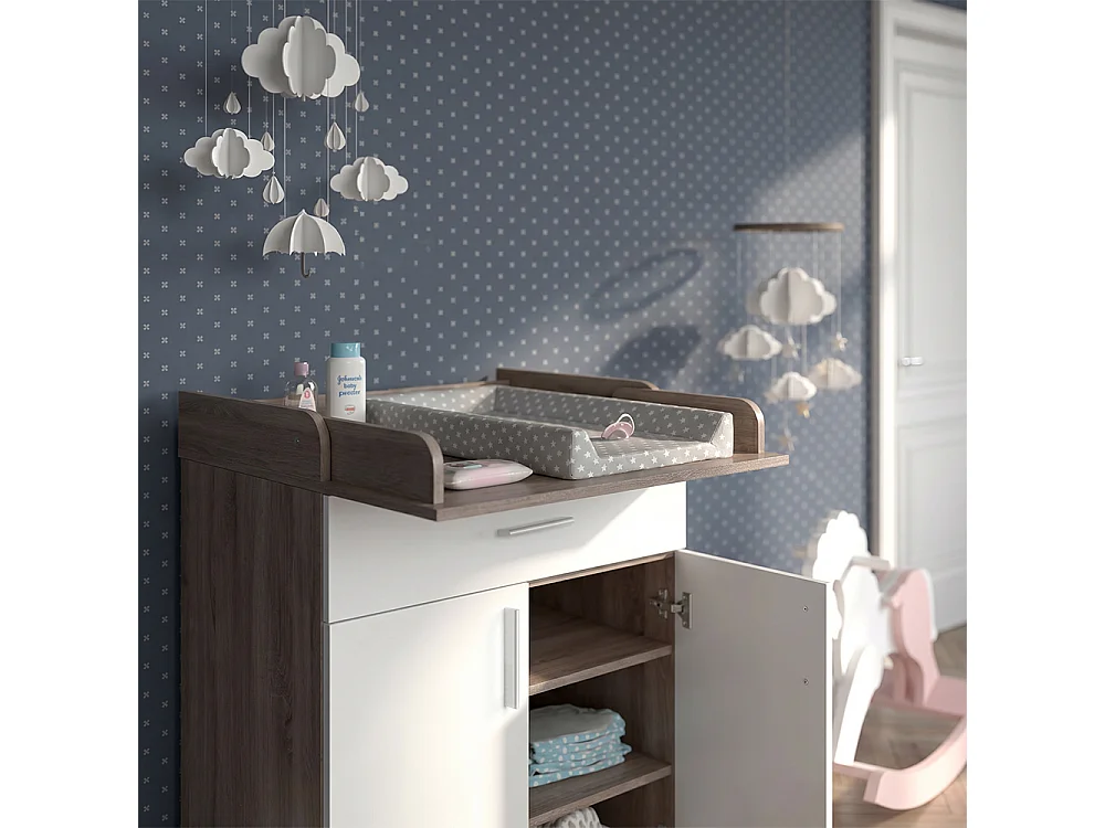Cómoda para mudar de roupa branco/sonoma 75.2x50x101.5 lena