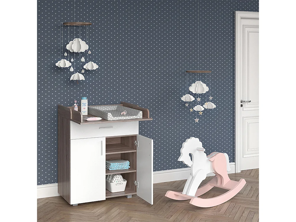 Cómoda para mudar de roupa branco/sonoma 75.2x50x101.5 lena