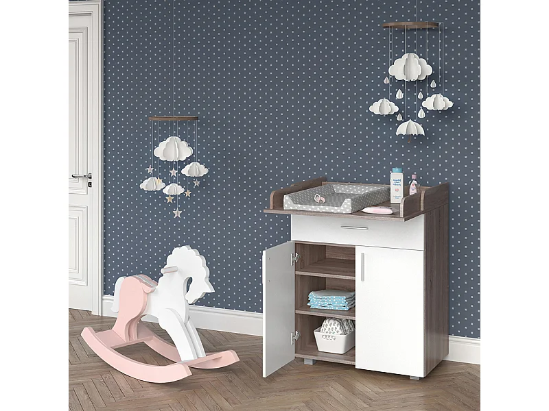 Commode à langer blanc/sonoma 75x50x100 lena