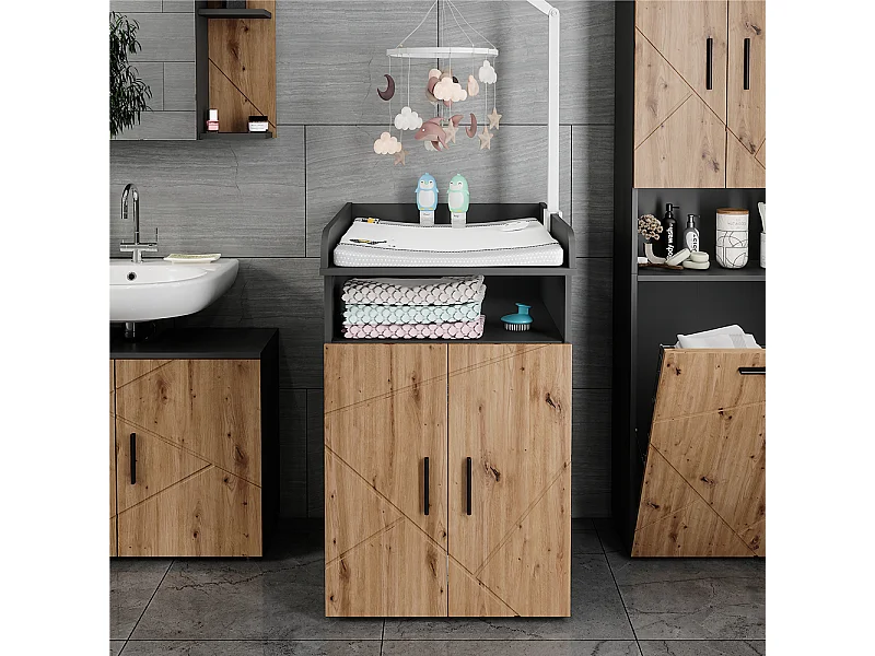 Commode à langer anthracite/artisan 60x68.1x97 irma