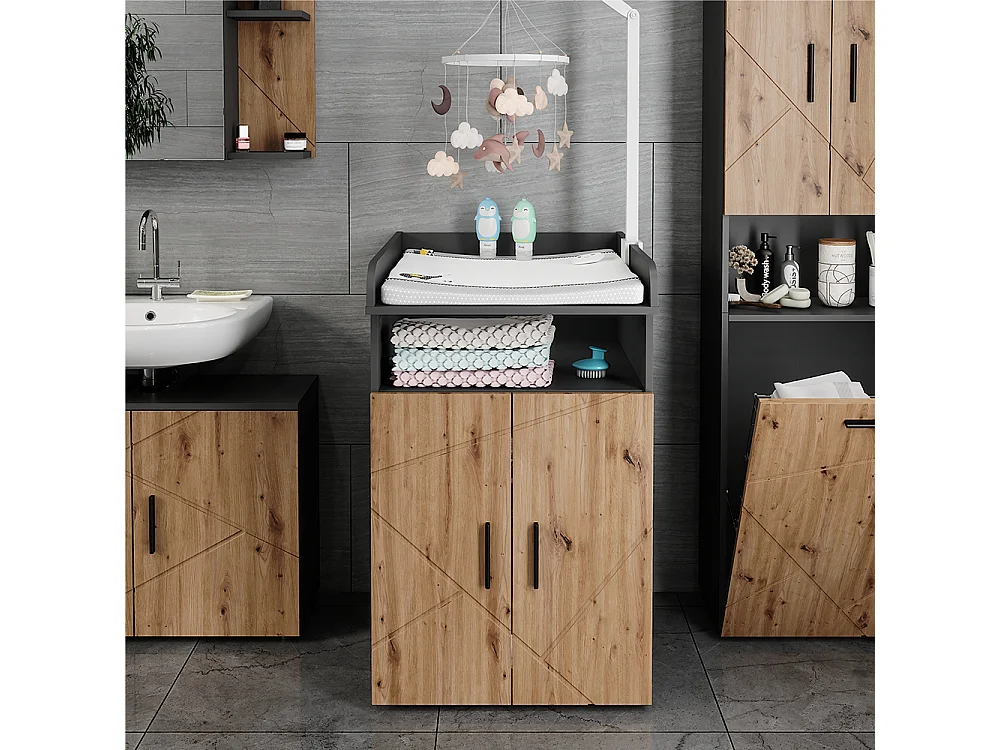 Commode à langer anthracite/artisan 60x68.1x97 irma