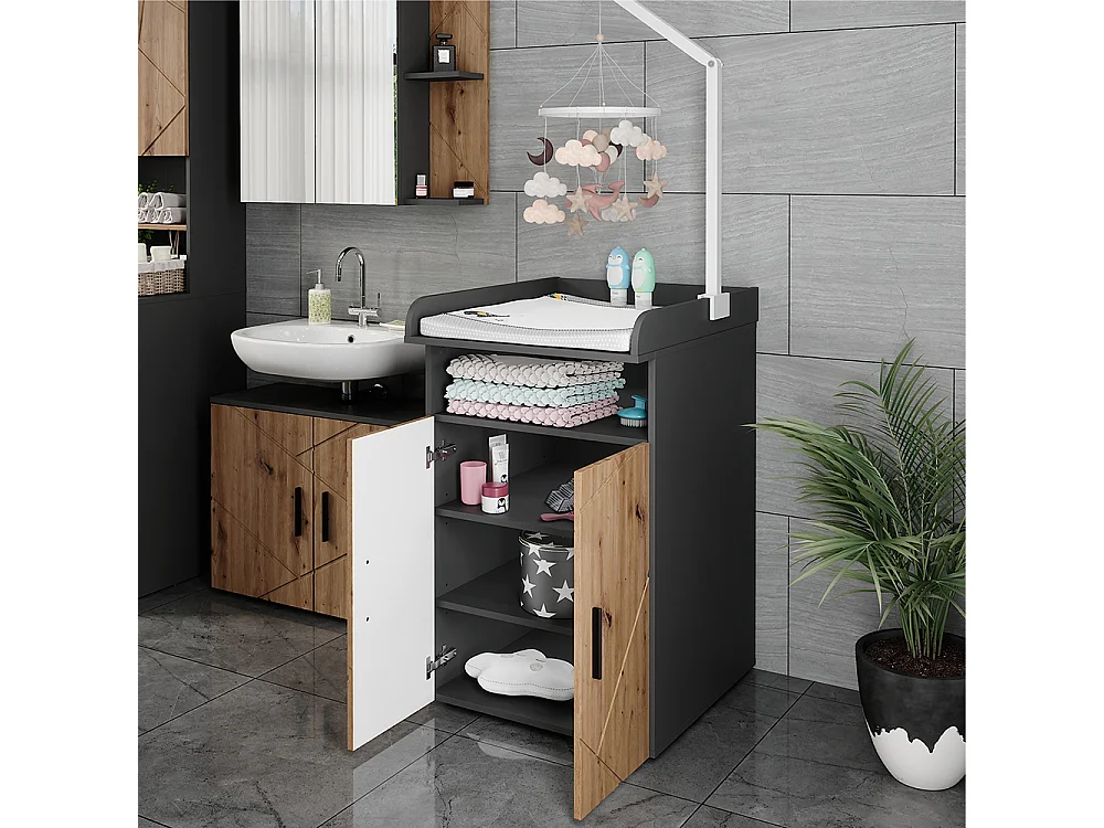 Commode à langer anthracite/artisan 60x68.1x97 irma