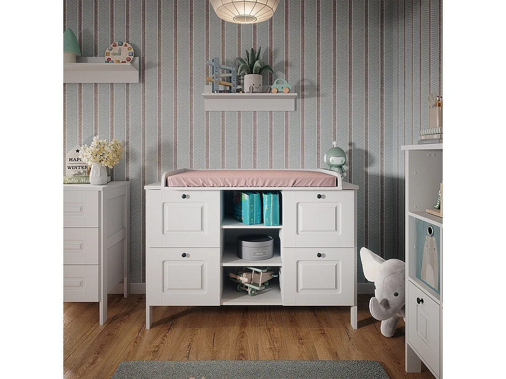 Commode à langer blanc 133x70x98.4 ajaton