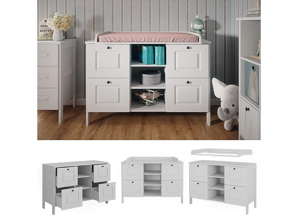 Commode à langer blanc 133x70x98.4 ajaton