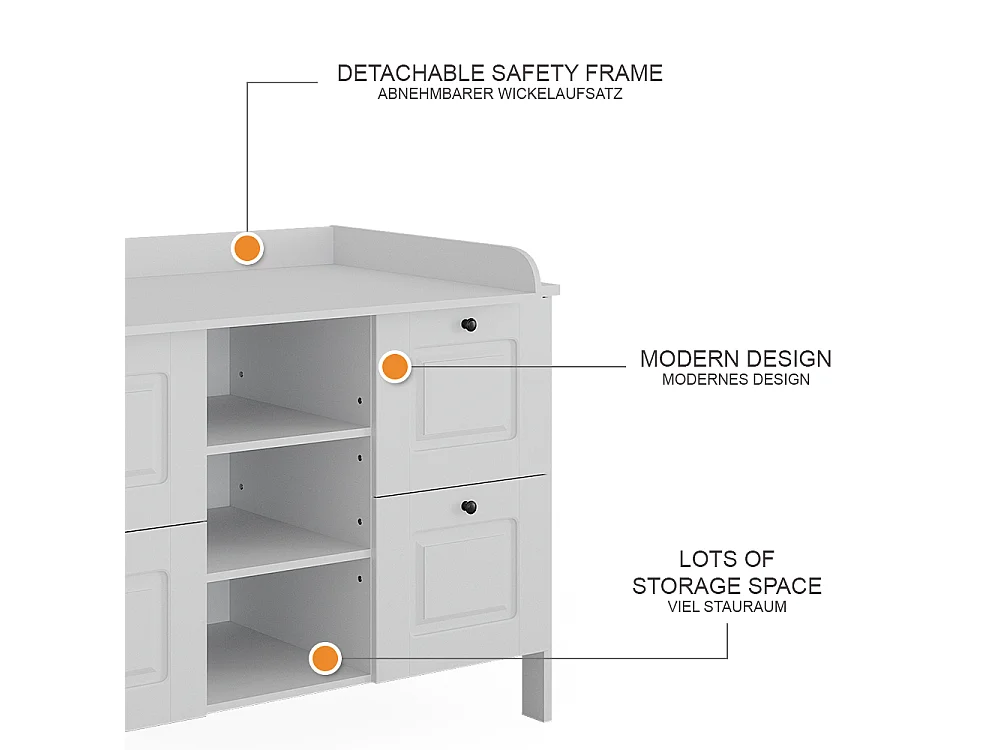 Commode à langer blanc 133x70x98.4 ajaton