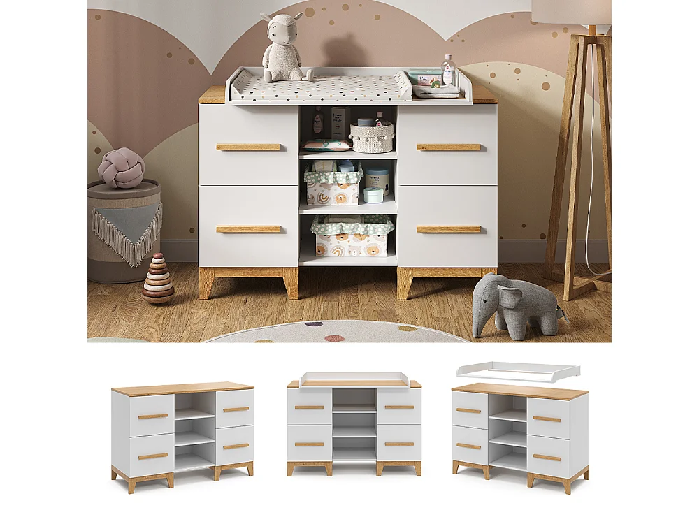 Commode à langer blanc 133x70x108 malia