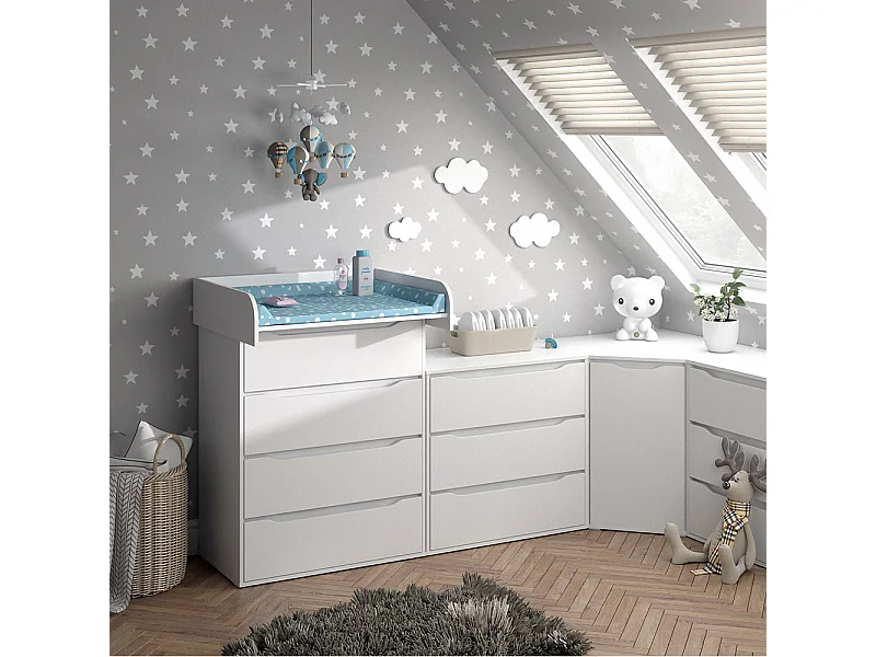 Commode à langer blanc 83.6x69.7x117 ruben