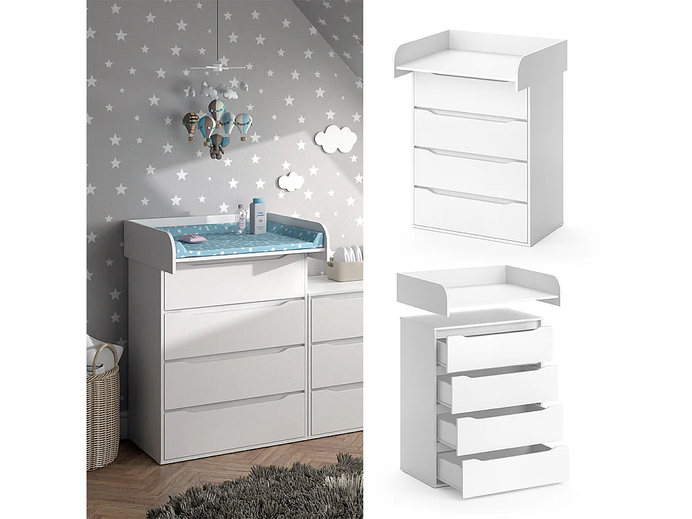 Commode à langer blanc 83.6x69.7x117 ruben