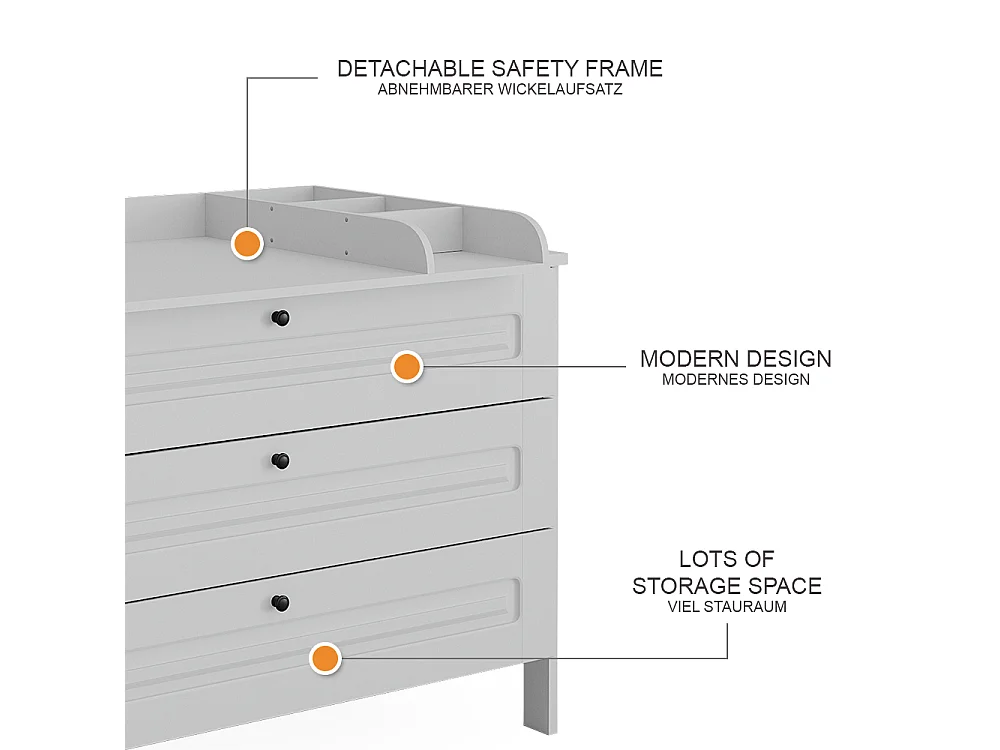 Table à langer blanc 133x70x98.4 ajaton